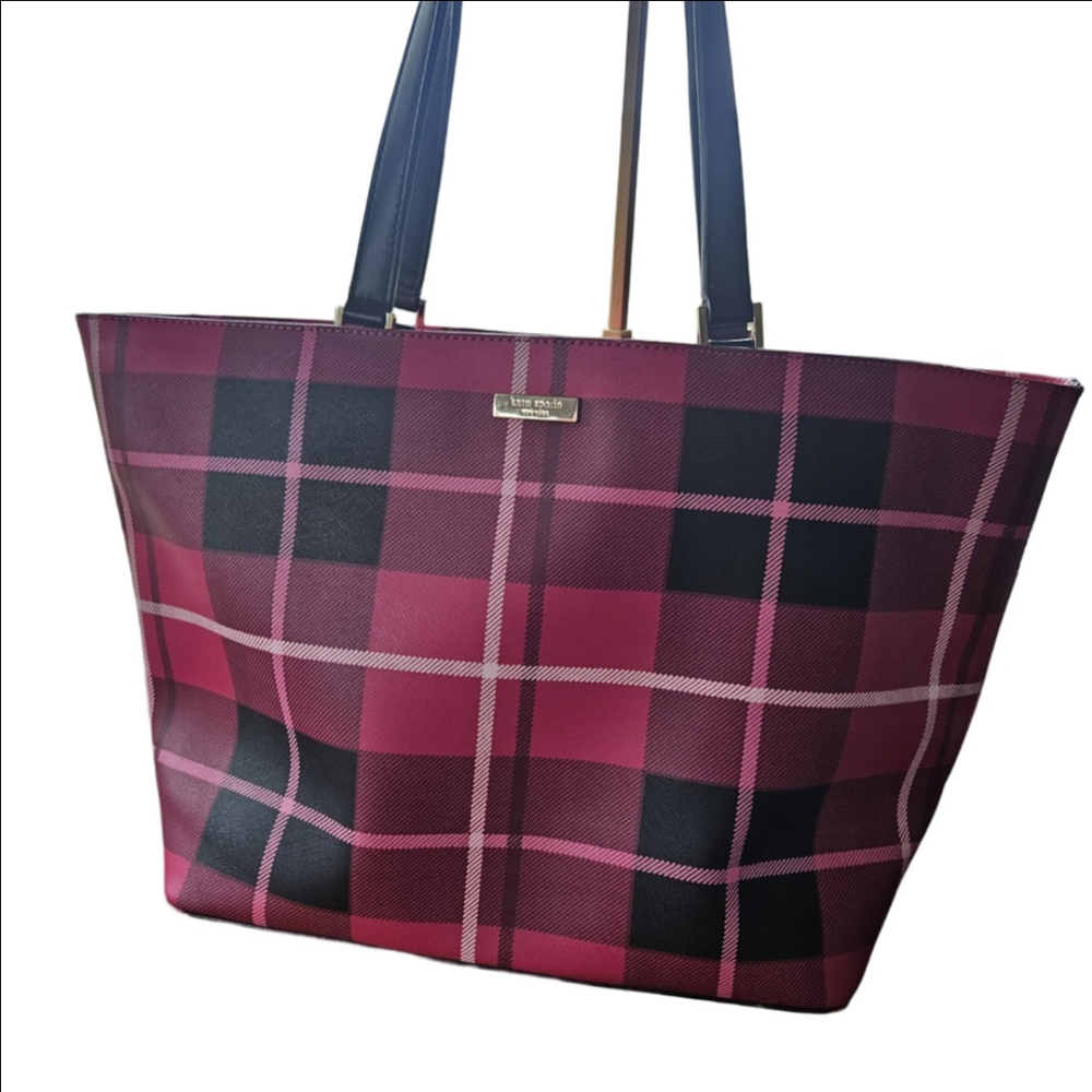 kate spade Pink and Black Plaid Tote